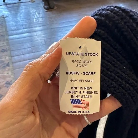 Black|Navy Knit Men's Scarf - Classic Ribbed Winter Knit - Picture 2 of 5